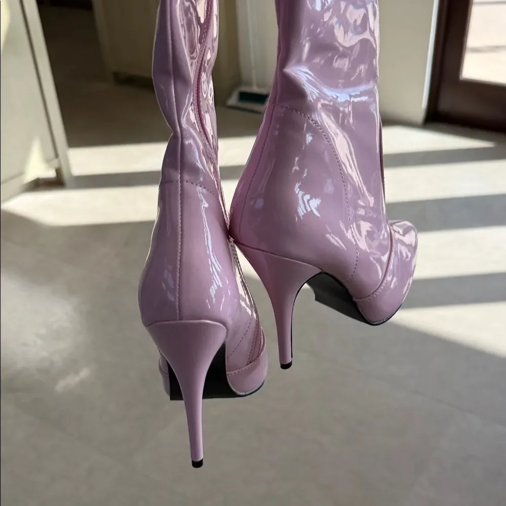Pleaser Light Pink Over-the-Knee Boots
